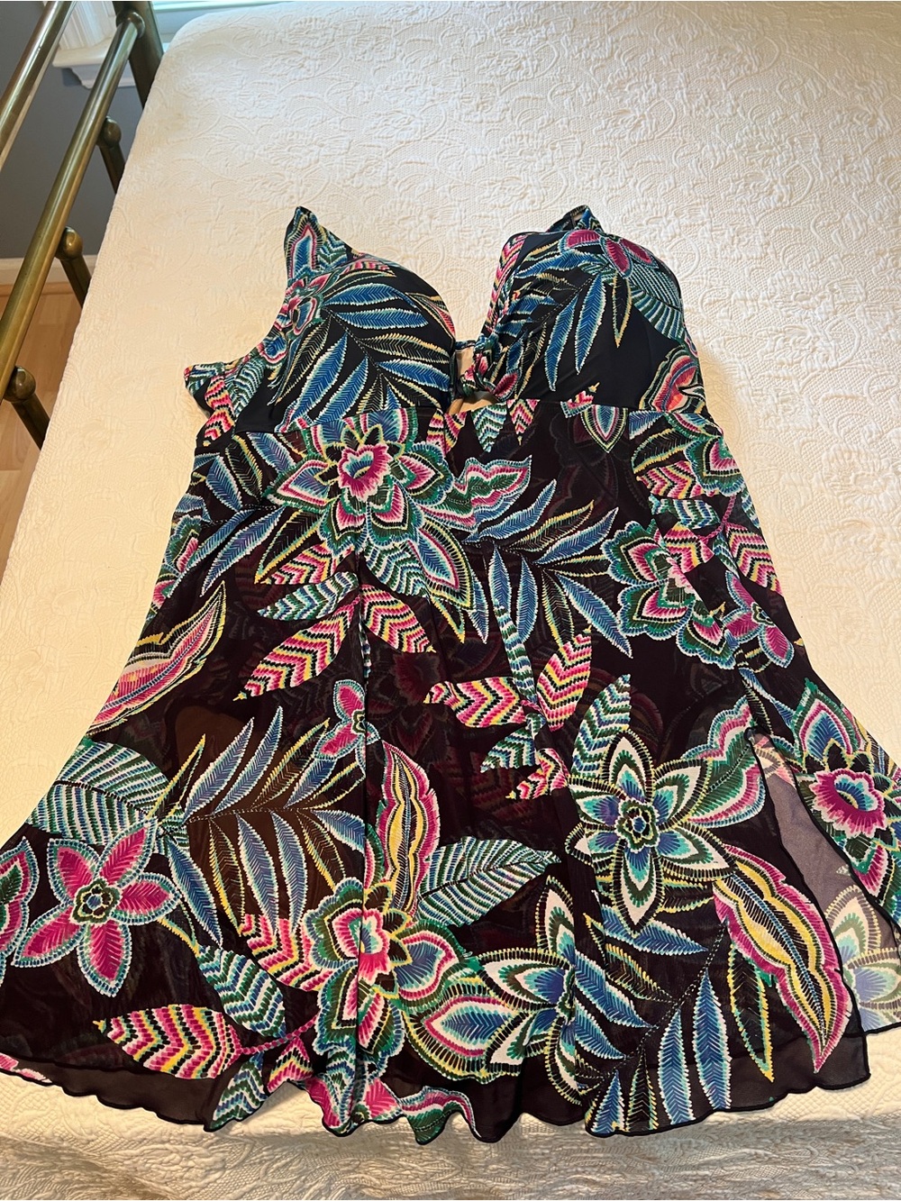 Cacique Swim One Piece Swim Dress Floral Sz 46DDD